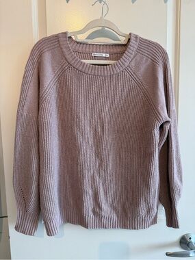 Pink Clover Mauve Crewneck Ribbed Knit Sweater